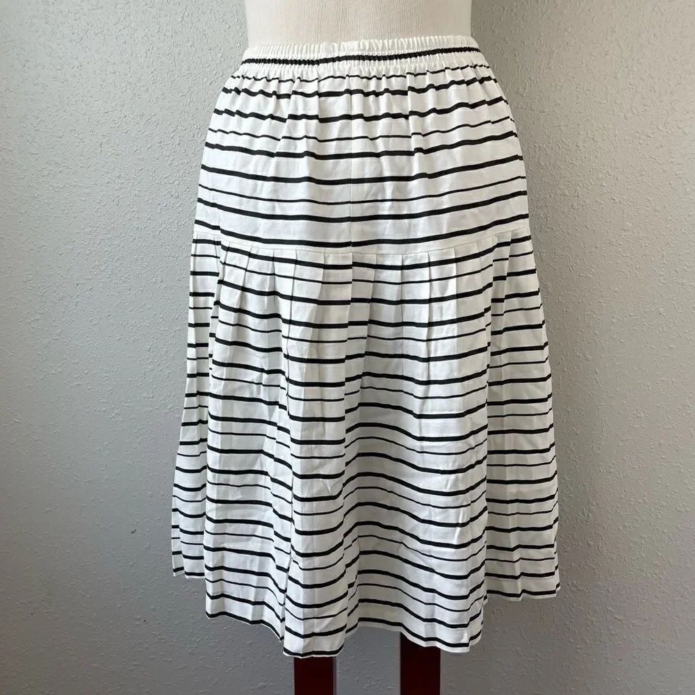 Vintage White and Black Striped Midi Skirt Size M EUC